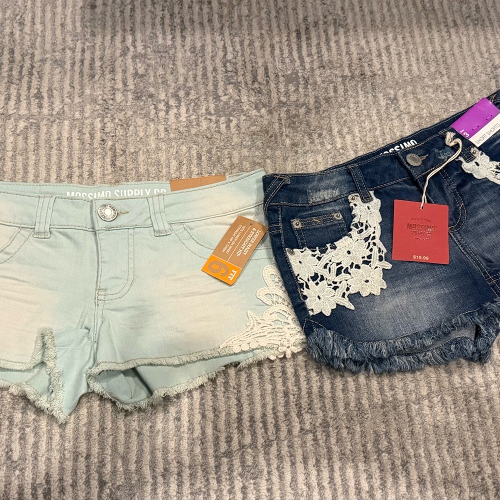 Mossimo Supply Co. Women's Jean Shorts - Mint Green and Dark Denim